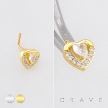 OPEN-HEART NESTING HEART WITHIN A HEART 316L SURGICAL STEEL L-SHAPE NOSE RING